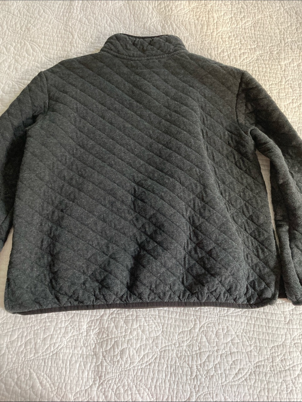Eddie Bauer Quilted Charcoal Gray Quarter Snap Pullover Large - Picture 8 of 12